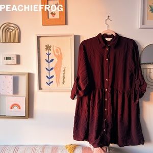 Burgundy autumn smock dress